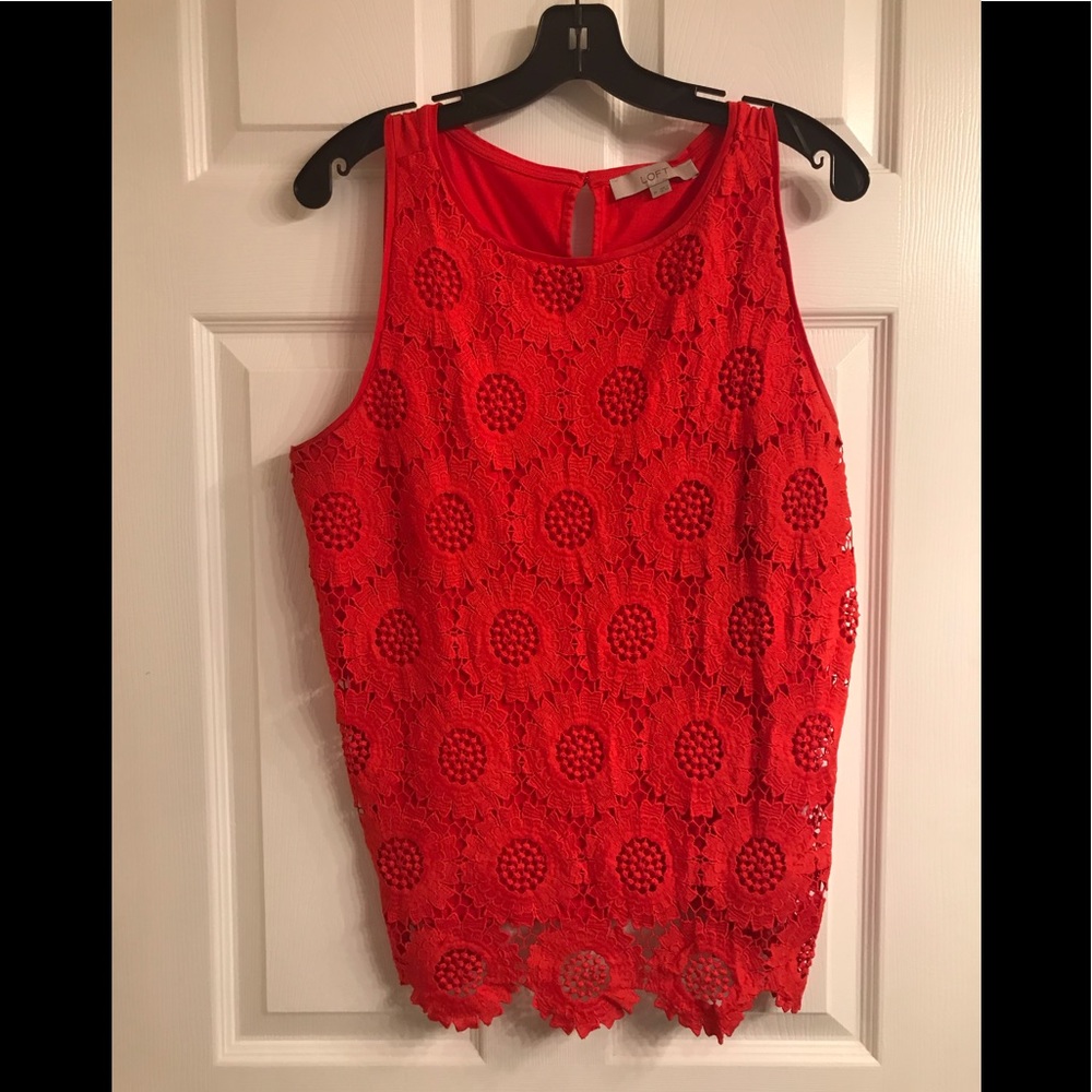 Super cute orange crochet Loft top.